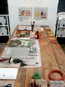 Photo of Laurie Krasny Brown’s studio in Apothiki